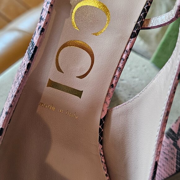 Gucci Pink & Black Python Print Heels - Picture 4 of 10